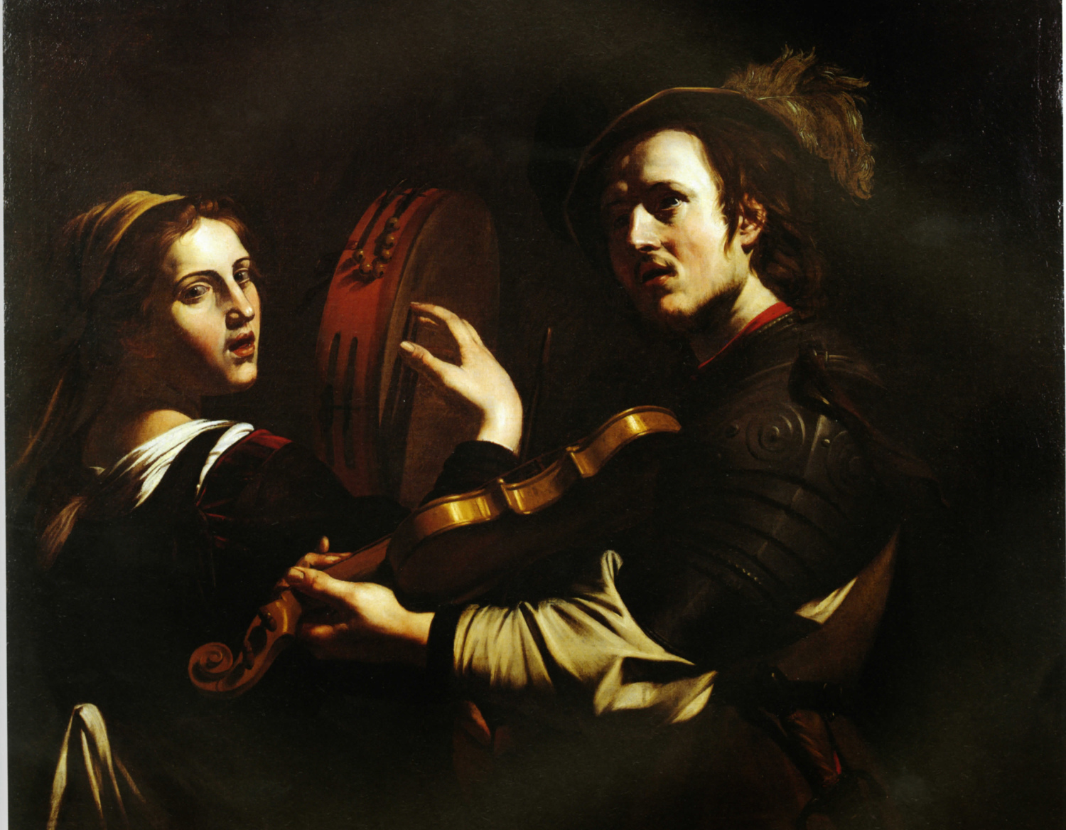 Bartolomeo Manfredi, A Musical Pair, c. 1620. Oil on canvas. Long term loan from Schorr Collection.