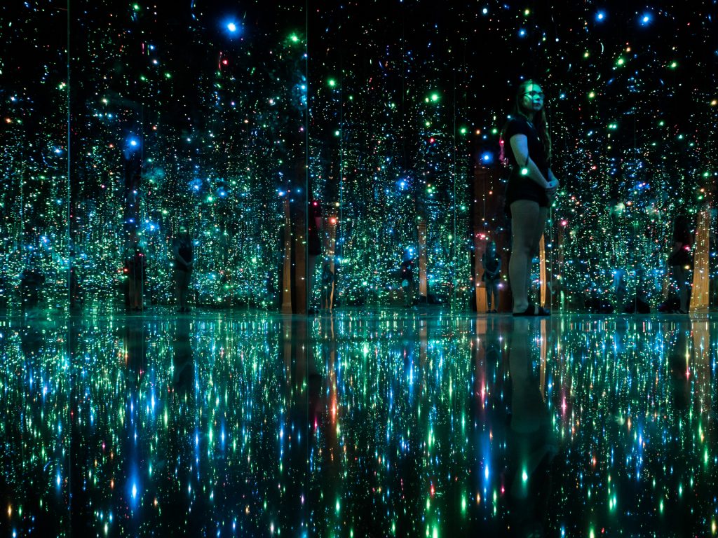 Yayoi Kusama, You Who are Getting Obliterated in the Dancing Swarm of Fireflies, 2005. Mixed media installation with LED lights. Collection of Phoenix Art Museum, Museum purchase with funds provided by Jan and Howard Hendler.