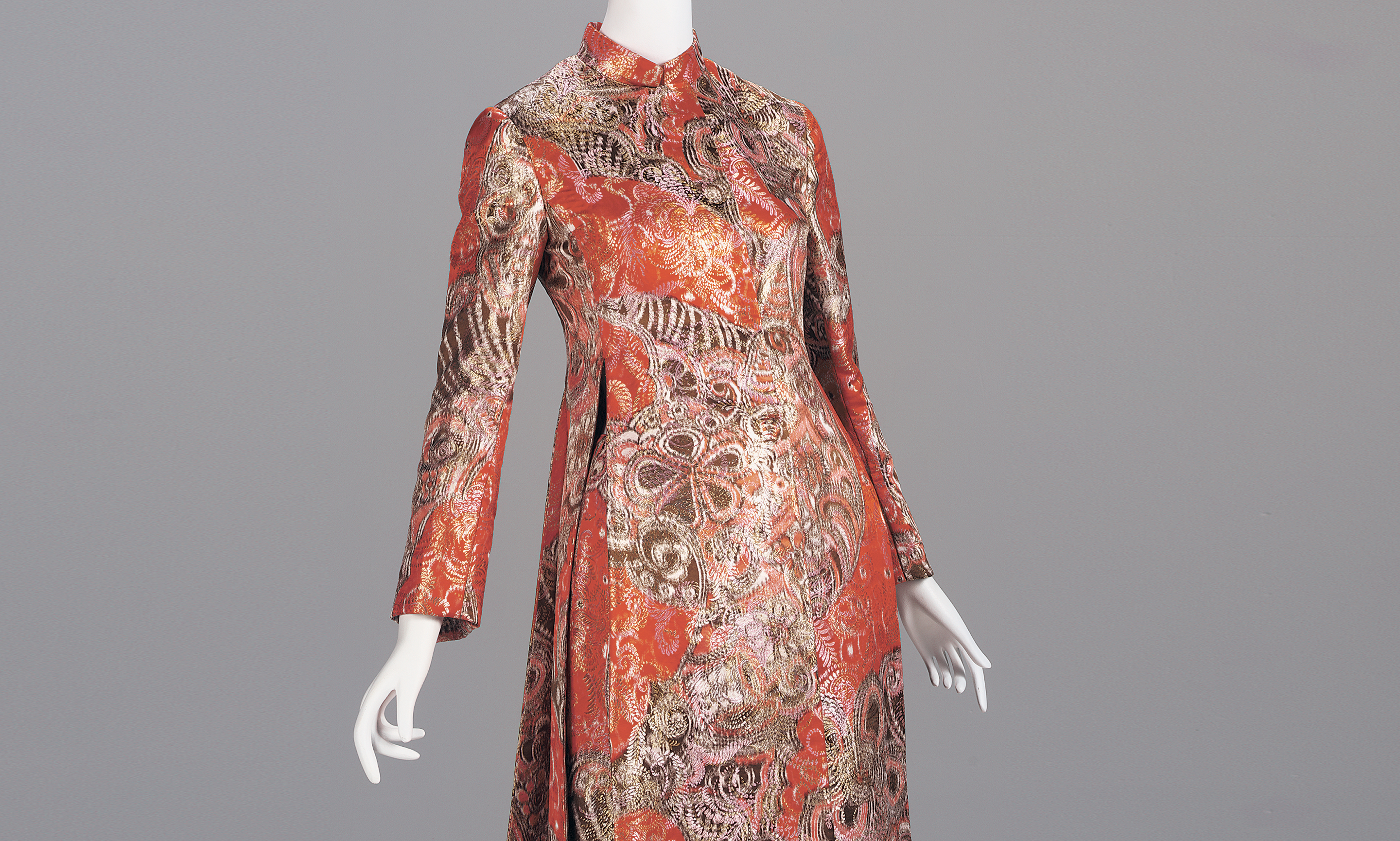 Bill Blass, Coat of two-piece ensemble, 1980s. French silk and lurex brocade. Gift of Mrs. Hugh Downs.