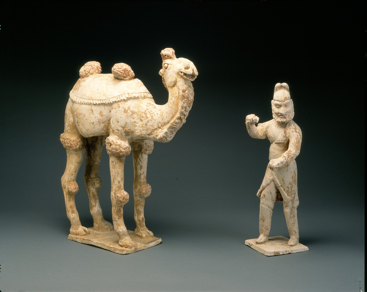 Unknown, Bactrian camel (Camello bactriano), Tang dynasty. White pottery with pigment traces. Asian Arts Council purchase with funds provided by Susan and Eliot Black.
