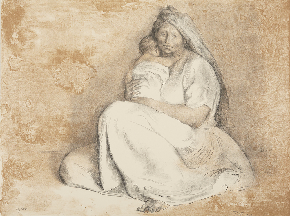 Francisco Zúñiga, Madre con niño (Mother and Boy), 1973. Lithograph, ink on paper. Museum purchase.