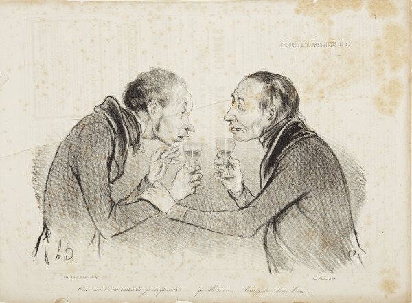 Honore Daumier, Oui! Oui! C'est entendu (Yes! Yes! It's understood [¡Si! ¡Si! Claro]), 1839. Lithograph. Gift of Mrs. Gabrielle Liese.