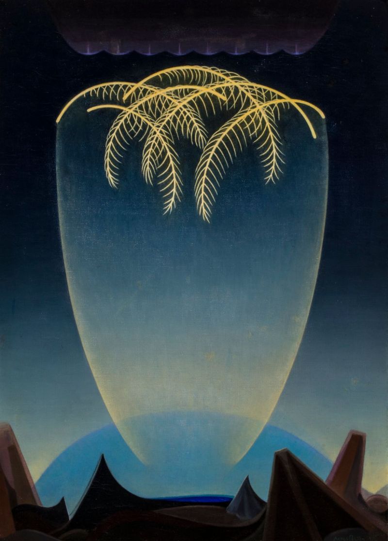 Agnes Pelton, Messengers, 1932. Oil on canvas. Gift of The Melody S. Robidoux Foundation