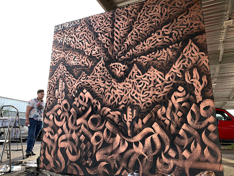 Mario Garcia, Desert Landscape, 2019. Alcohol-based copper paint on wooden panels. Courtesy of the artist.