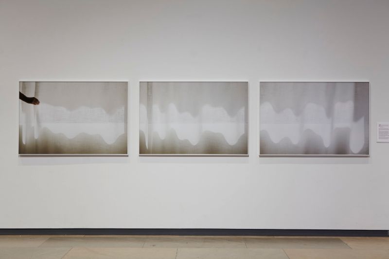 Uta Barth, ... and to draw a bright white line with light (Untitled 11.5), 2011. Triptych of inkjet prints face-mounted against matte acrylic, framed in painted aluminum frames. Museum purchase with funds provided by Contemporary Forum (ArtPick 2012).