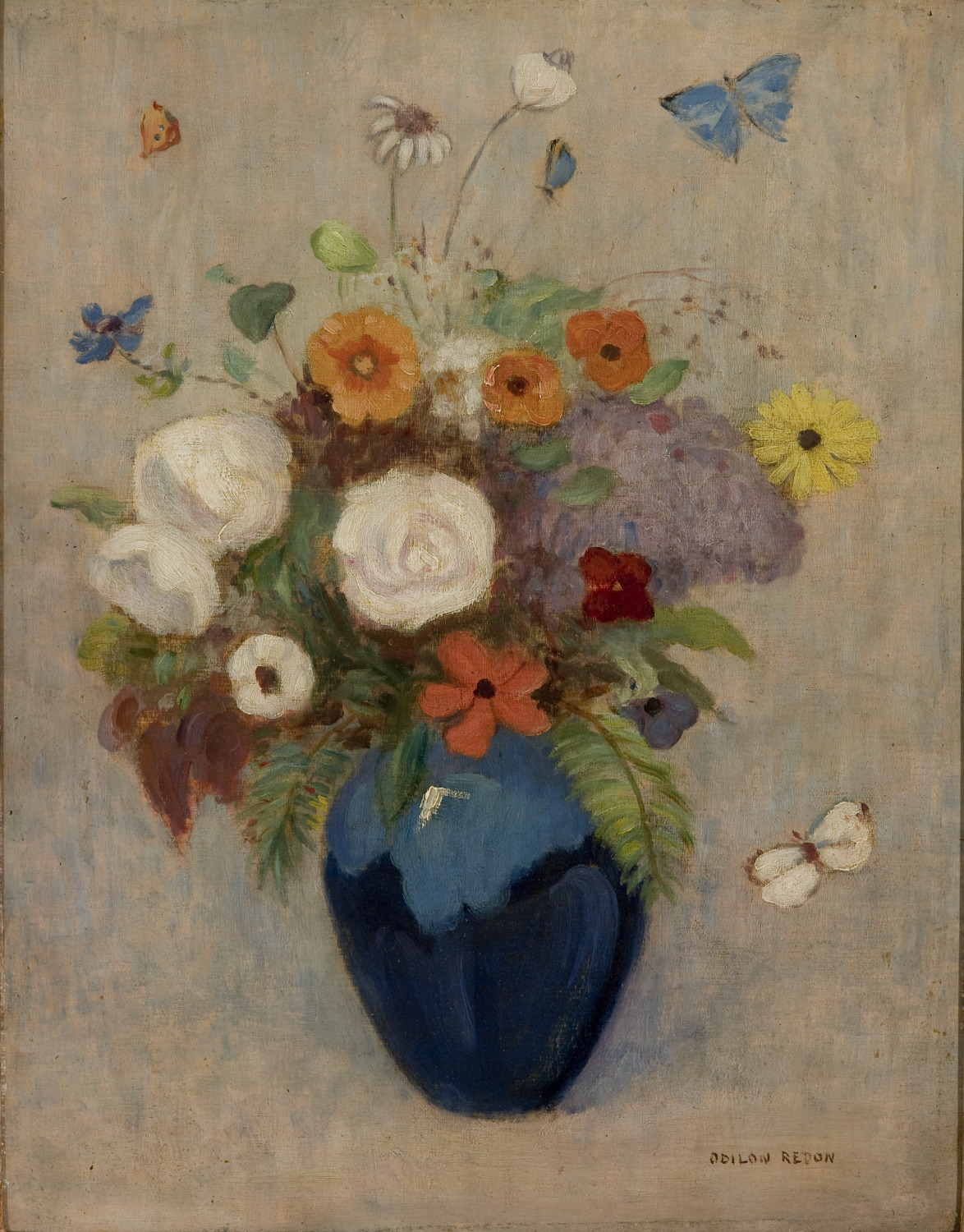 Odilon Redon, Flowers in a Vase (Flores en un florero), not dated. Oil on board. Gift of Mr. and Mrs. Donald D. Harrington.