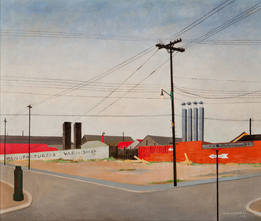 Miklos Suba, American Landscape (Paisaje americano), 1938. Oil on canvas. Gift of Dr. and Mrs. Lorenz Anderman.