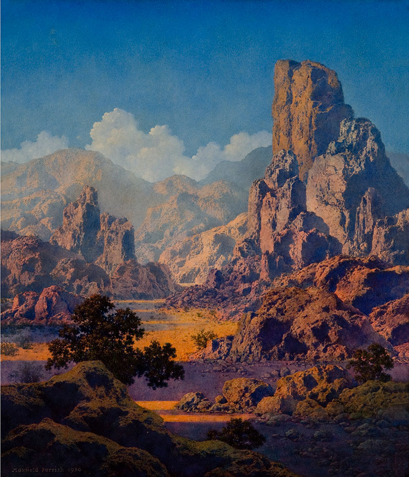 Maxfield Parrish, Arizona, 1950. Oil on paper mounted on board. Bequest of Thelma Kieckhefer. © 2020 Artists Rights Society (ARS), New York.