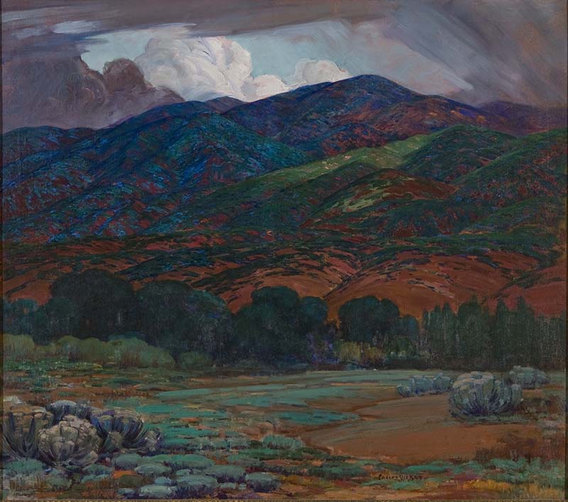 Carlos Vierra, Summer Rain (Illuvia de verano), c. 1920s. Oil on canvas. Museum purchase and gift of the Carl S. Dentzel Family Collection, by exchange.