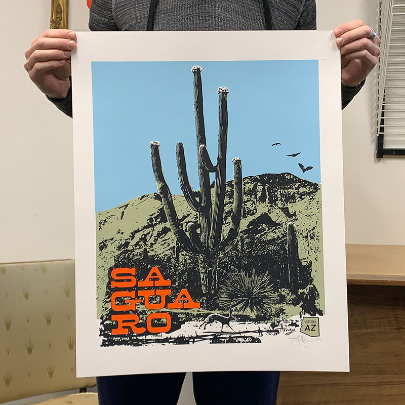 Jon Arvizu, Saguaro, 2020. Screen print. Photo by Jenn Arvizu.