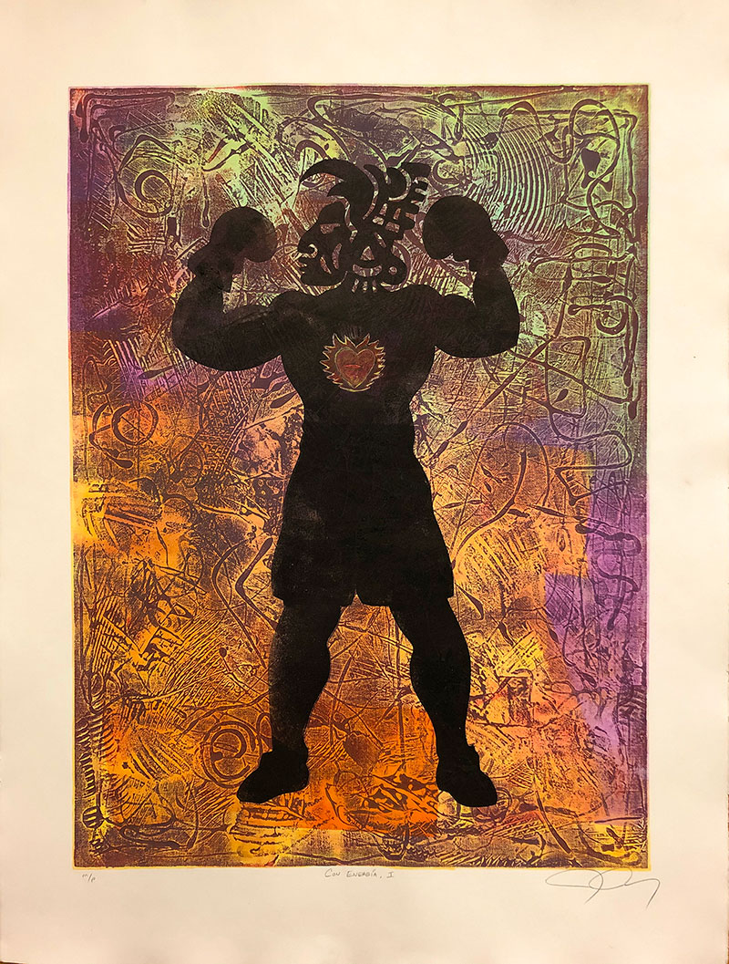 Joe Ray, Con Energia (With Energy), 2019. Monoprint on paper. Courtesy of the artist.