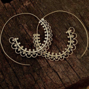Ornate Brass Hoop Earrings