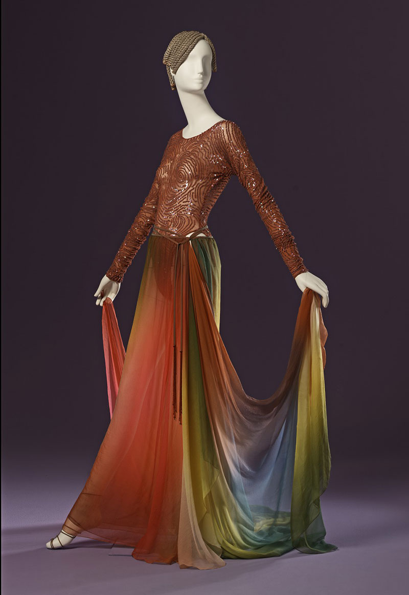 Giorgio di Sant'Angelo, Multicolored ombre effect wrap-around skirt, 1975-2000. Chiffon. Gift of The Metropolitan Museum of Art.