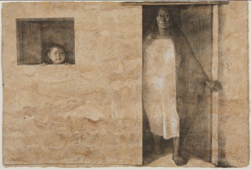 Francisco Zúñiga, El umbral (The Threshold), 1974. Lithograph, silkscreen on paper. Museum purchase.