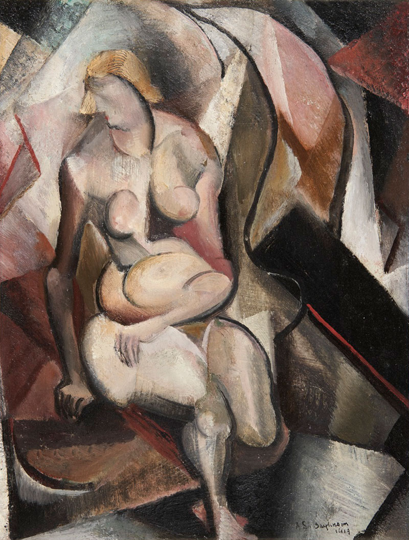 A.S. Baylinson, Seated Nude (Desnudo sentado), 1919. Oil on board. Gift of Richard Anderman in honor of Joan and Lorenz Anderman.