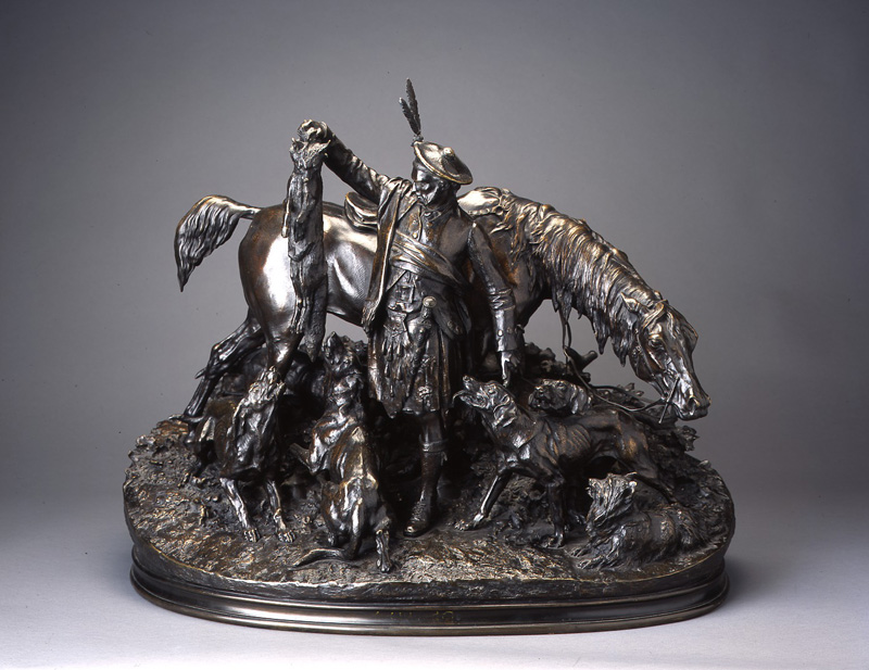 Pierre Jules Mene, La Prise du renard, chasse en Ècosse (After the Scottish Hunt), 1861. Bronze. Gift of Kenneth M. Goldstein, Ph.D.