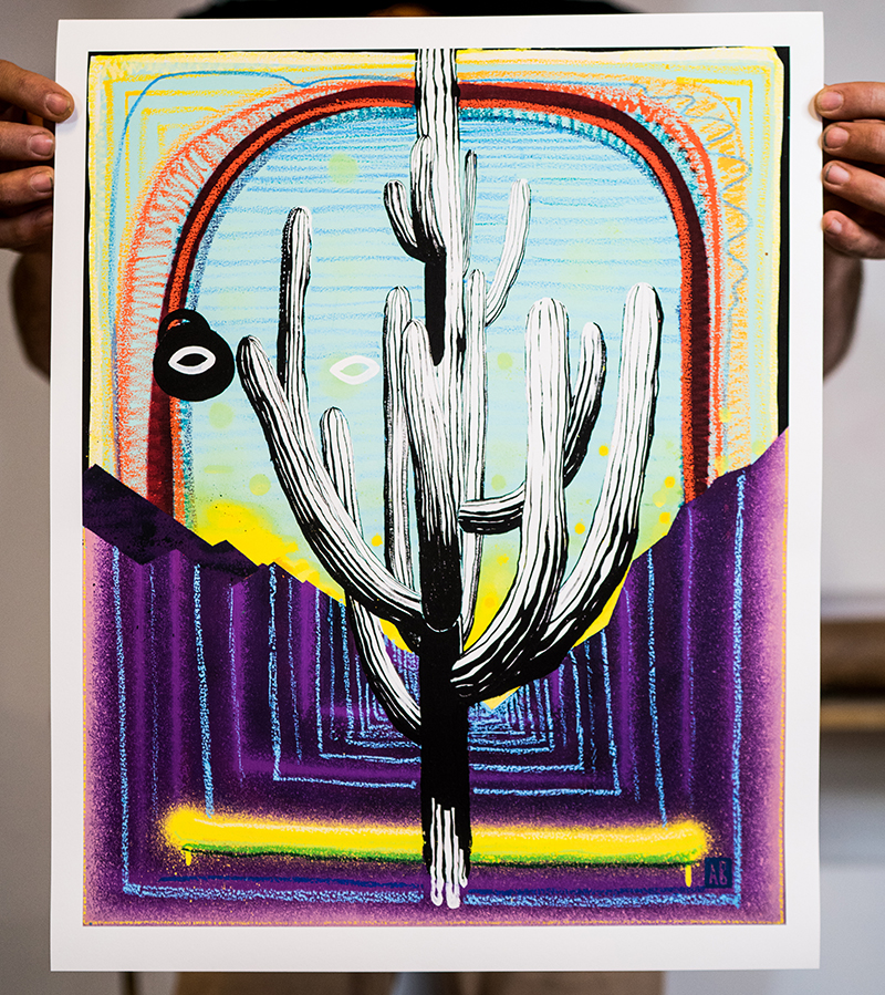 Andy Brown, Desert Vision 2, 2020. Oil pastel, acrylic, and aerosol paint. Image: Adam Zanzucchi.