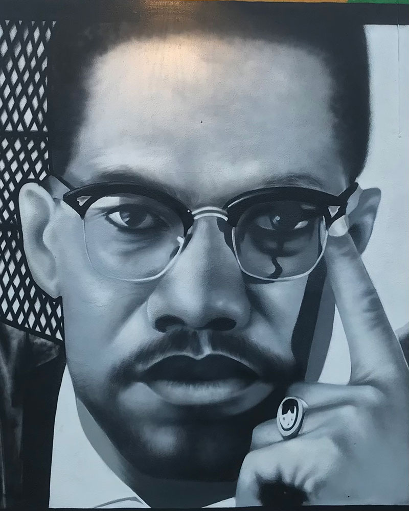 Tato Caraveo, Malcolm X, 2021. Acrylic on canvas. Courtesy of the artist.