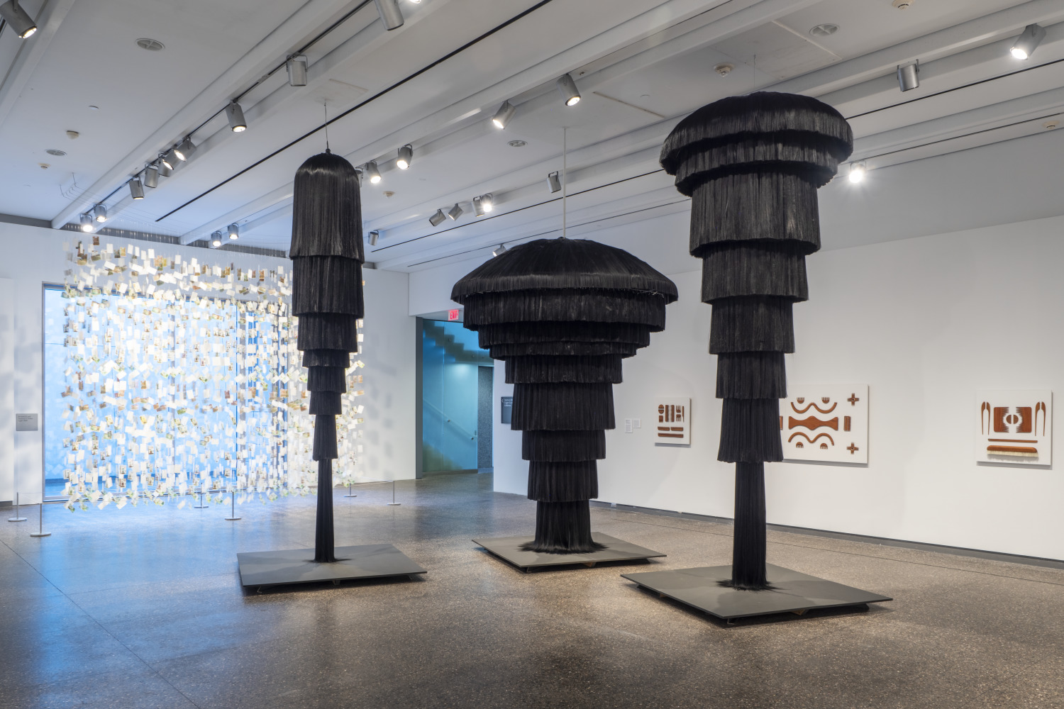 Sam Frésquez.and Merryn Omotayo Alaka, Kanekalon Forest, 2022. Kanekalon hair and clamps, steel, wire. Courtesy of the artists and Lisa Sette Gallery. Installation view, 2021 Lehmann Emerging Artist Awards Exhibition, 2022, Phoenix Art Museum.
