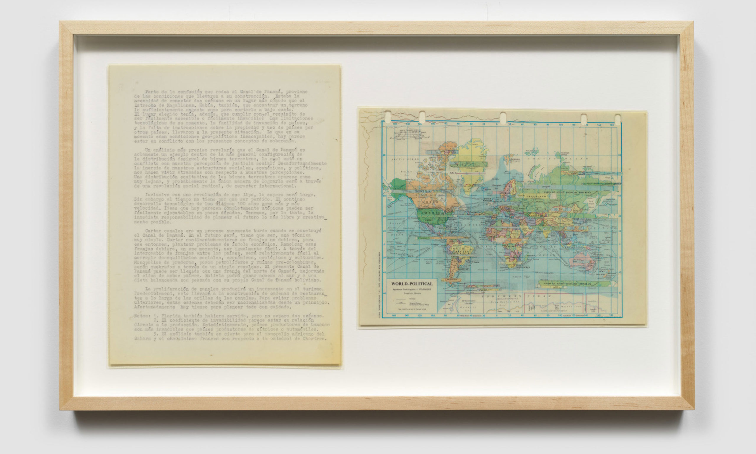Luis Camnitzer, Canales, 1980. Typed document and map. Luis Camnitzer, New York and Alexander Gray Gallery, New York.