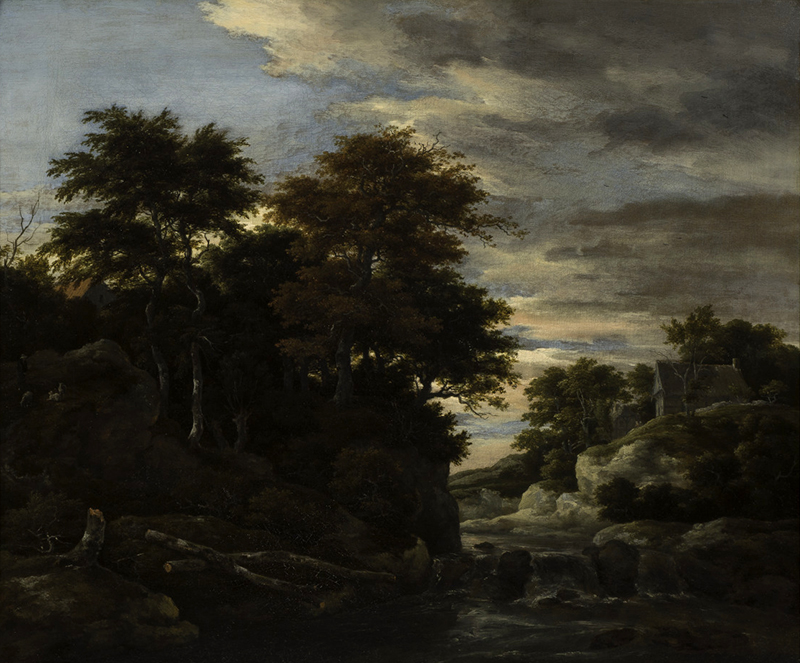 Jacob van Ruisdael, A River Landscape with a Waterfall (Un paisaje de río con una cascada), c. 1660. Oil on canvas. Gift of Dr. Meryl H. and Mrs. Jeanne Haber.